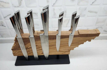 Olive Wood Magnetic Knife Block KitchenResinArt