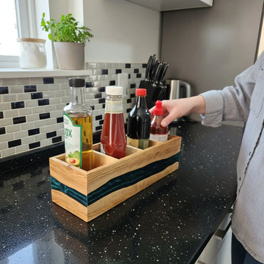 Resin and Olive Wood Condiment Holder KitchenResinArt