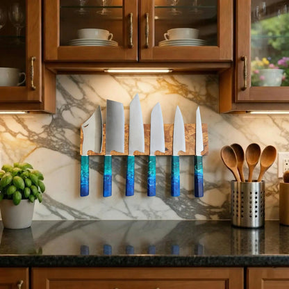 End Grain Olive Wood Magnetic Knife Holder - KitchenResinArt