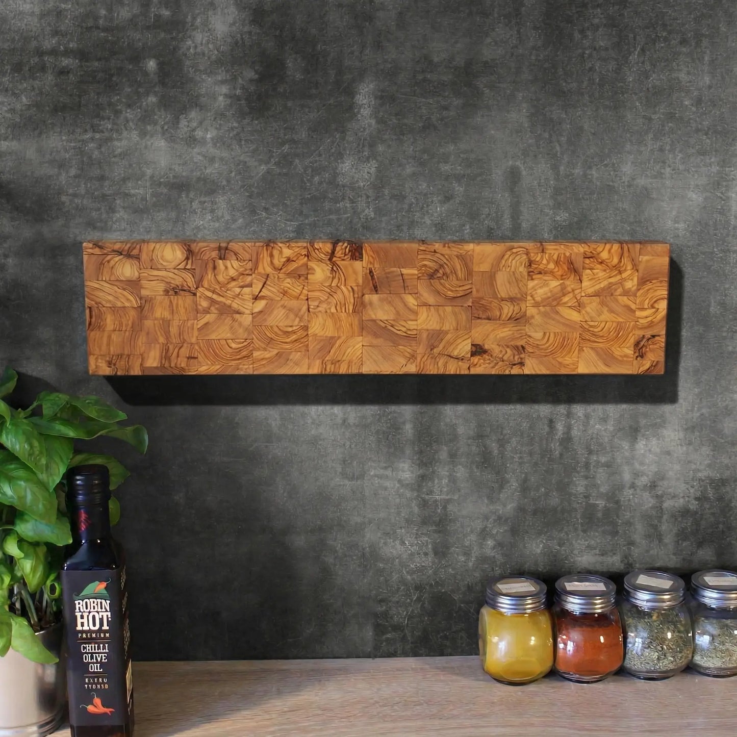 End Grain Olive Wood Magnetic Knife Holder - KitchenResinArt