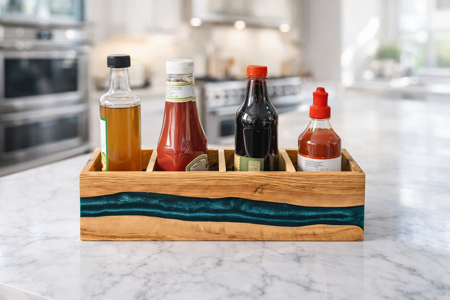 Resin and Olive Wood Condiment Holder