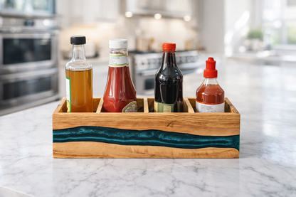 Resin and Olive Wood Condiment Holder