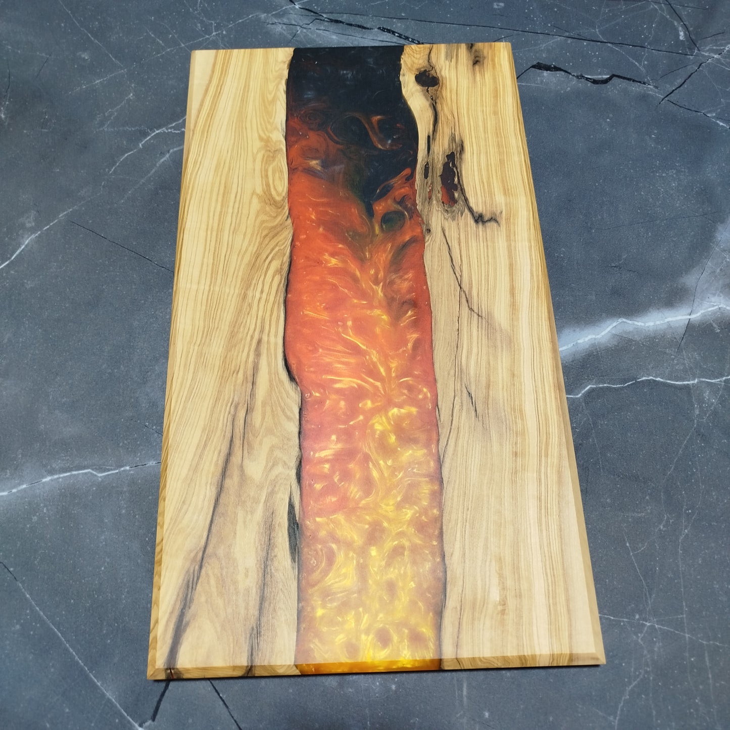 Molten River – Handcrafted Olive Wood and Epoxy Resin Charcuterie Board