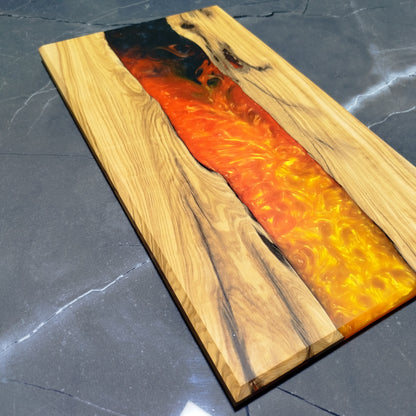 Molten River – Handcrafted Olive Wood and Epoxy Resin Charcuterie Board