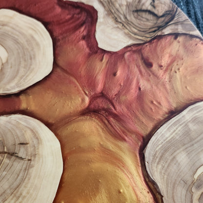Ember Flow – Handmade Olive Wood & Epoxy Resin Round Serving Board