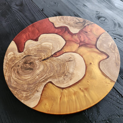 Ember Flow – Handmade Olive Wood & Epoxy Resin Round Serving Board