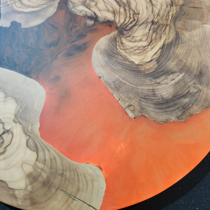 Neon Ember – Handmade Olive Wood & Epoxy Resin Round Serving Board