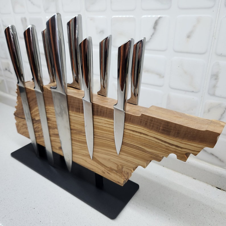 Olive Wood Magnetic Knife Block