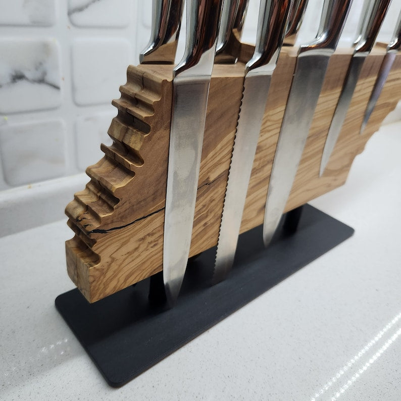 Olive Wood Magnetic Knife Block