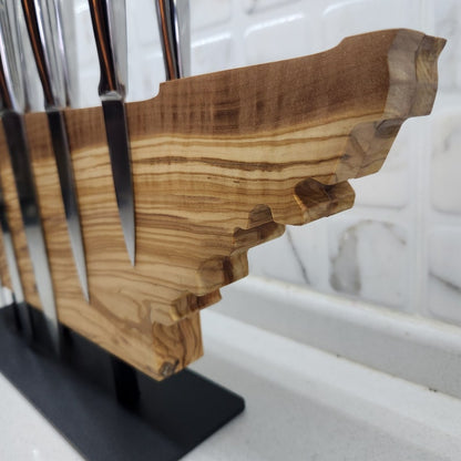 Olive Wood Magnetic Knife Block