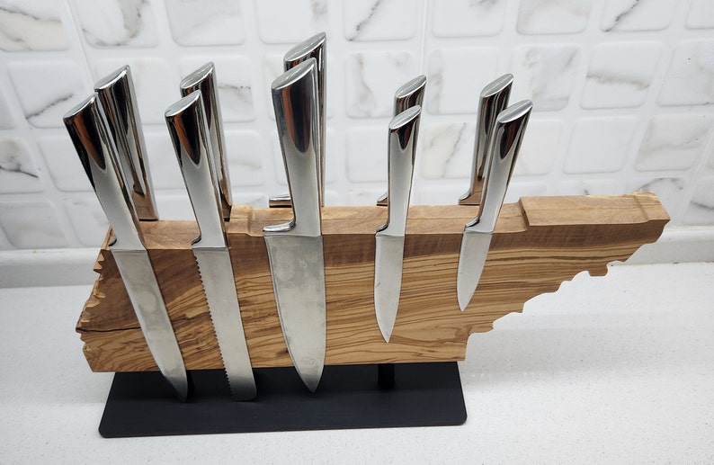 Olive Wood Magnetic Knife Block