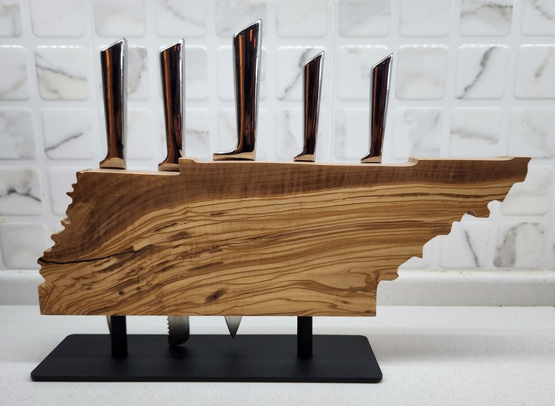 Olive Wood Magnetic Knife Block
