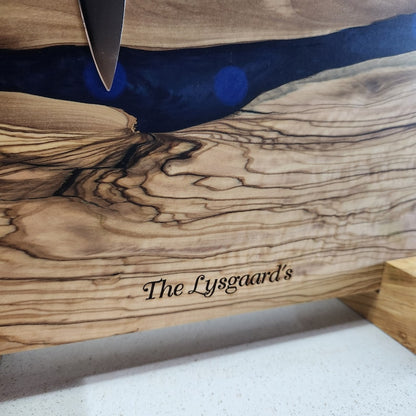 Olive Wood and Epoxy Resin Magnetic Knife Stand