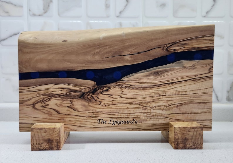 Olive Wood and Epoxy Resin Magnetic Knife Stand