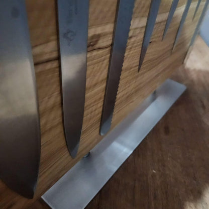 Handcrafted Olive Wood Magnetic Knife Stand