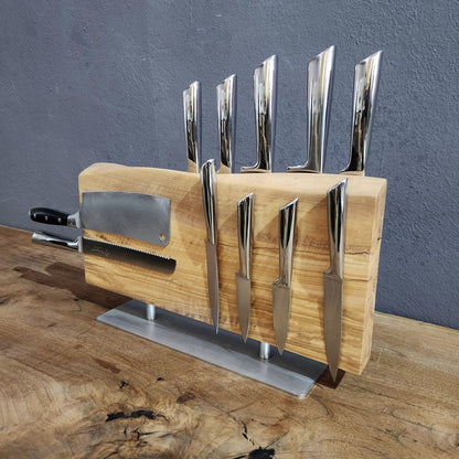 Handcrafted Olive Wood Magnetic Knife Stand