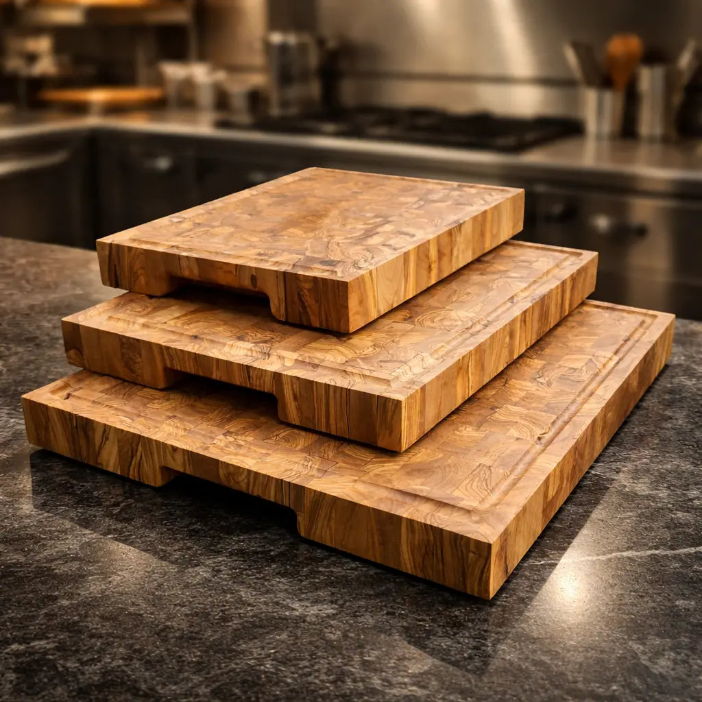 Handmade Olive Wood End Grain Butcher Block. Kitchen Cutting Board, Chopping Board KitchenResinArt