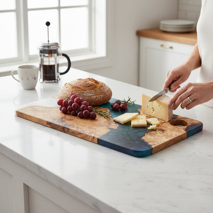Ocean Rift – Olive Wood & Epoxy Resin Charcuterie Board
