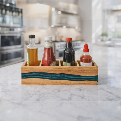 Resin and Olive Wood Condiment Holder