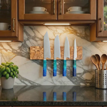 End Grain Olive Wood Magnetic Knife Holder