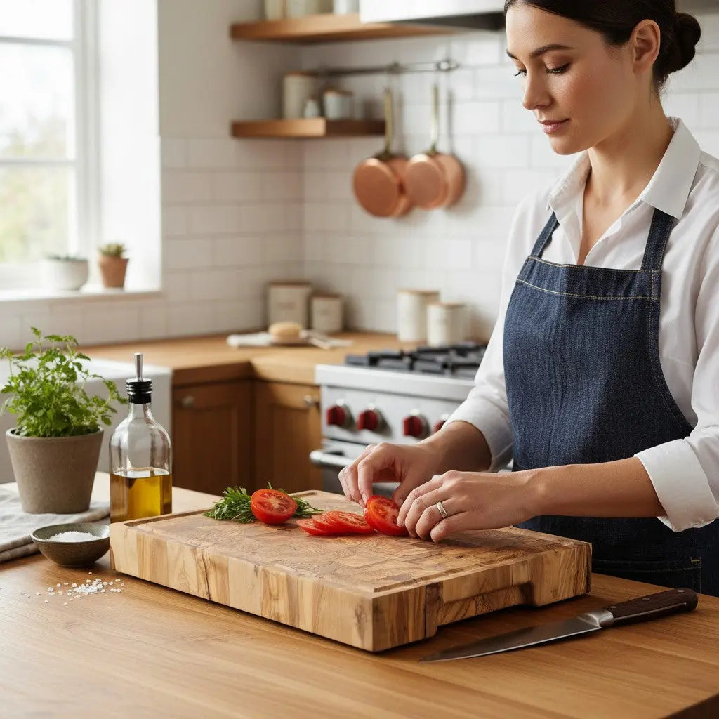 Handmade Olive Wood End Grain Butcher Block. Kitchen Cutting Board, Chopping Board - KitchenResinArt