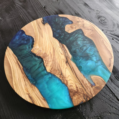 Personalized Olive Wood Charcuterie Board: Epoxy Resin Serving Platter