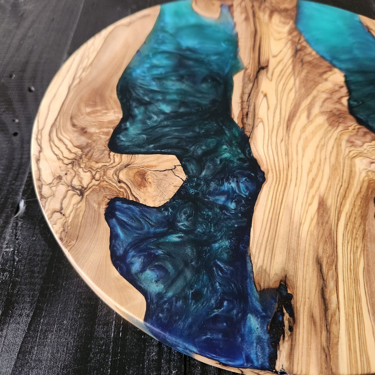Personalized Olive Wood Charcuterie Board: Epoxy Resin Serving Platter