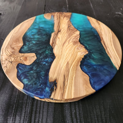 Personalized Olive Wood Charcuterie Board: Epoxy Resin Serving Platter