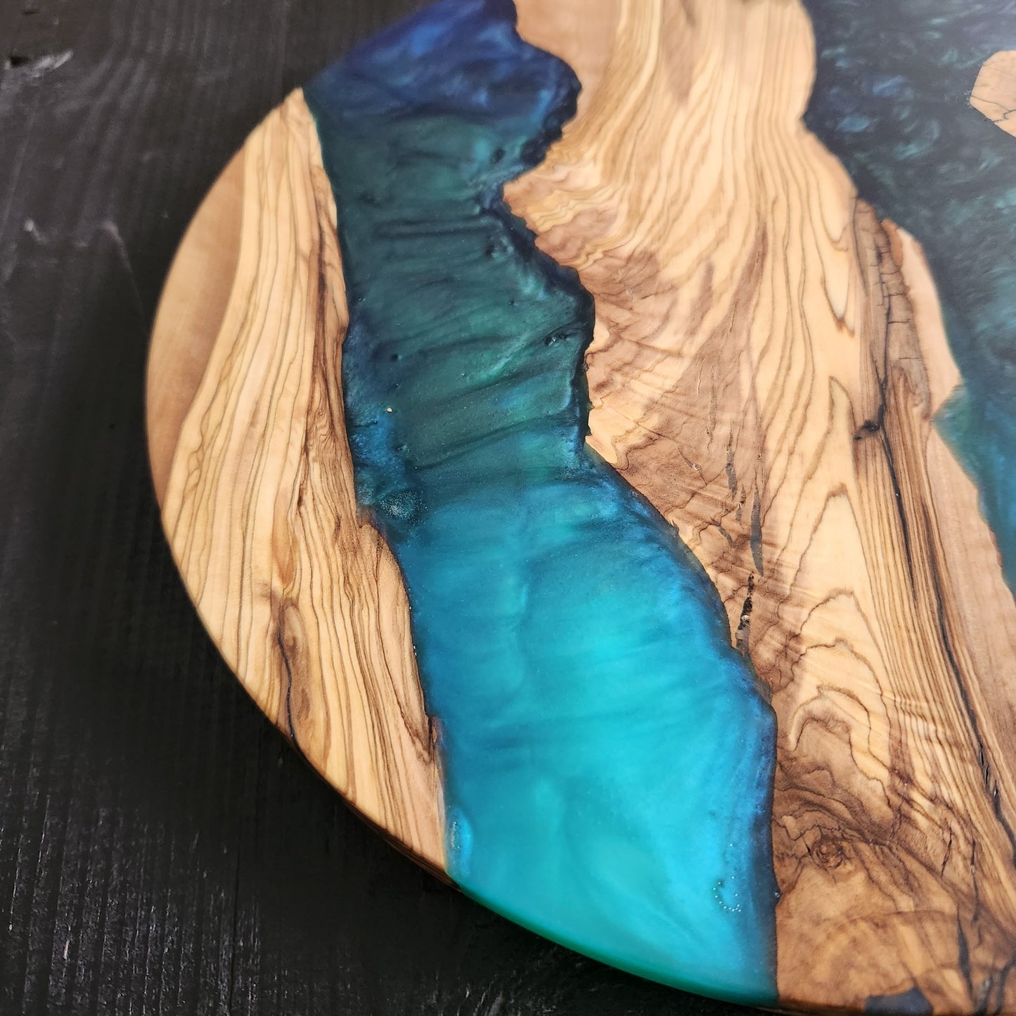 Personalized Olive Wood Charcuterie Board: Epoxy Resin Serving Platter