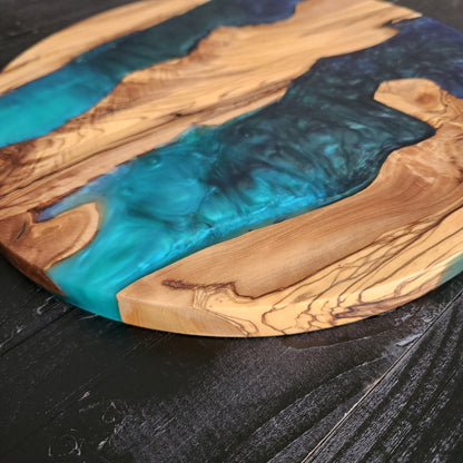Personalized Olive Wood Charcuterie Board: Epoxy Resin Serving Platter