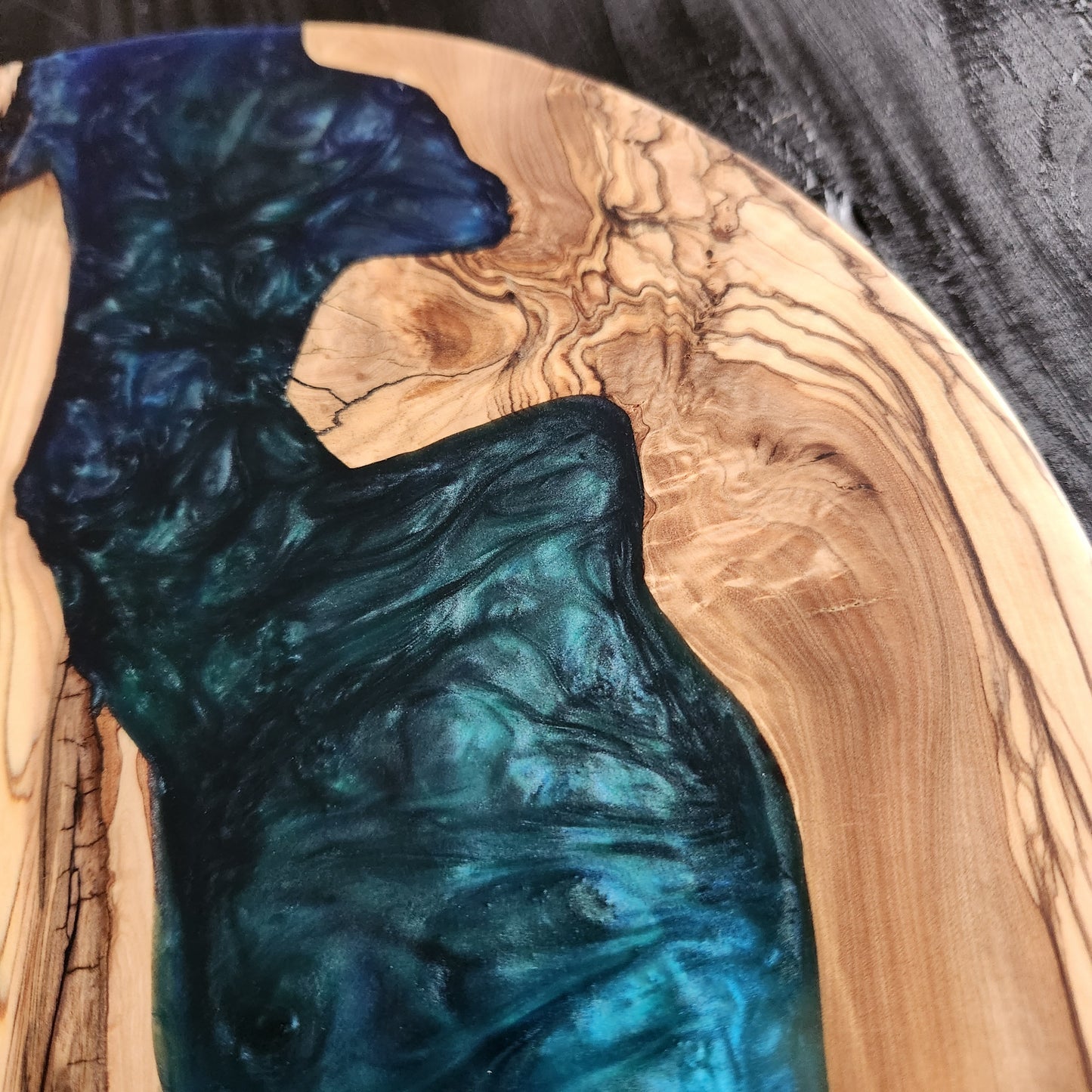 Personalized Olive Wood Charcuterie Board: Epoxy Resin Serving Platter