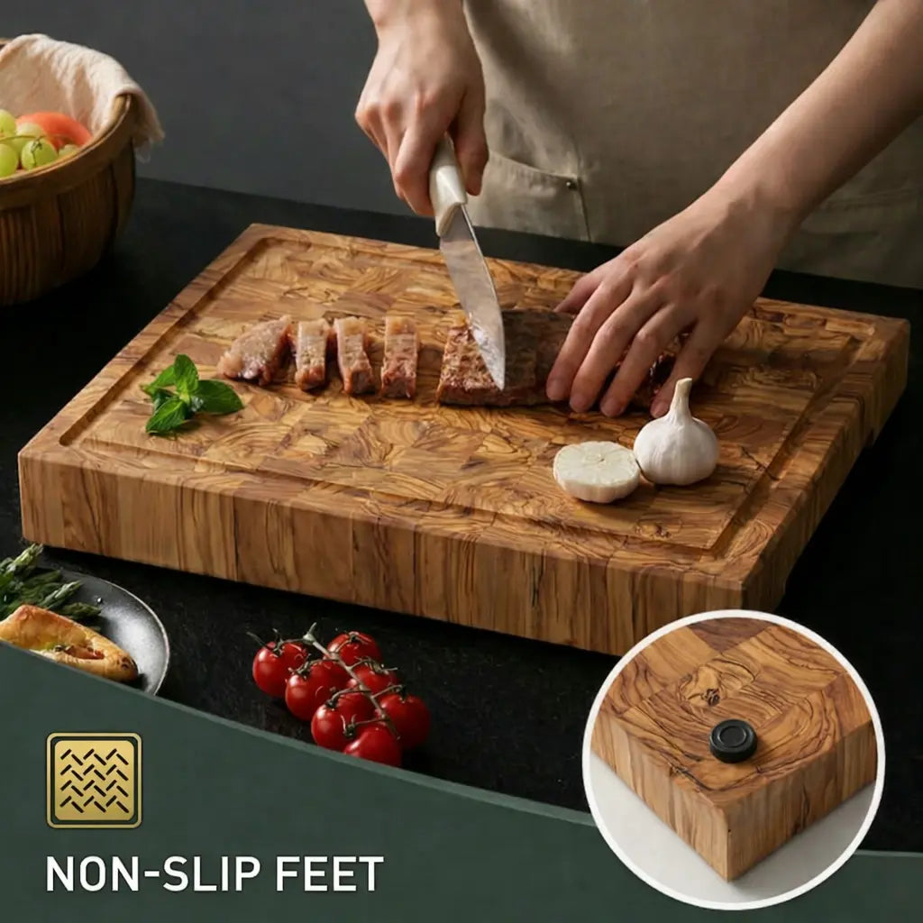 Handmade Olive Wood End Grain Butcher Block. Kitchen Cutting Board, Chopping Board - KitchenResinArt