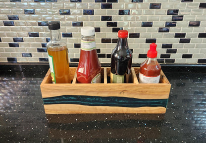 Resin and Olive Wood Condiment Holder