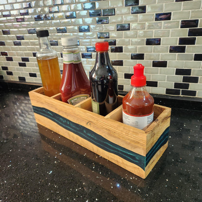 Resin and Olive Wood Condiment Holder