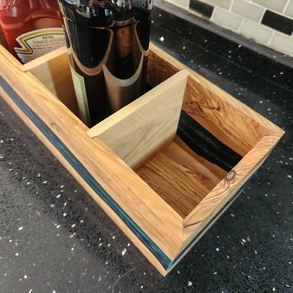 Resin and Olive Wood Condiment Holder
