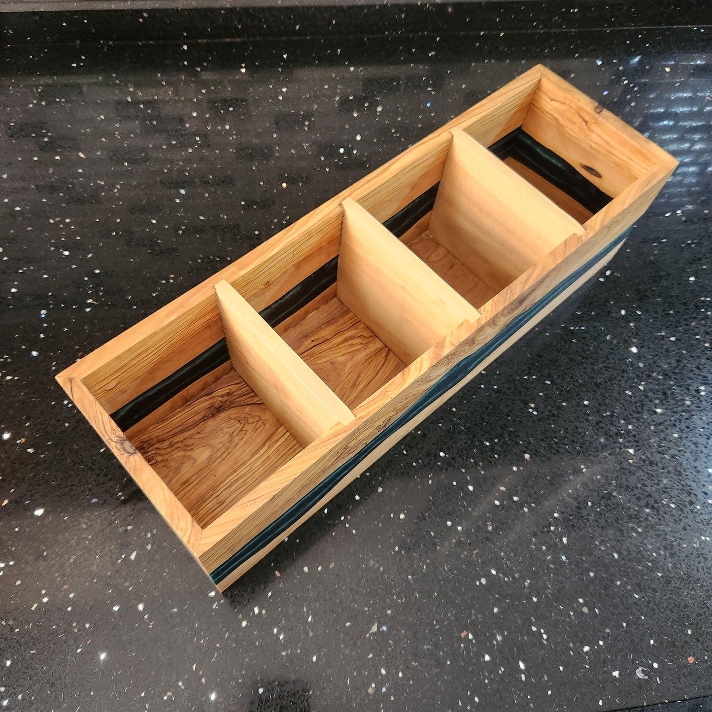 Resin and Olive Wood Condiment Holder
