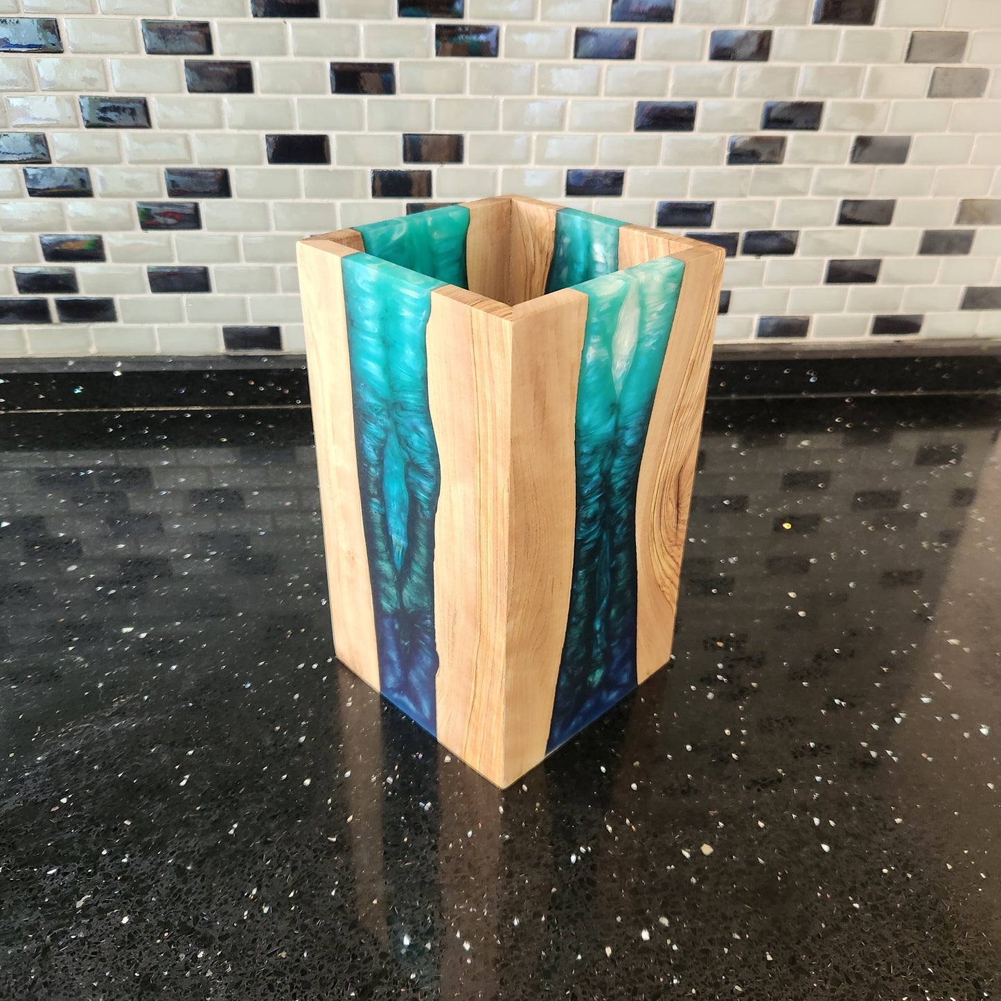 Resin and Olive Wood Utensil Holder